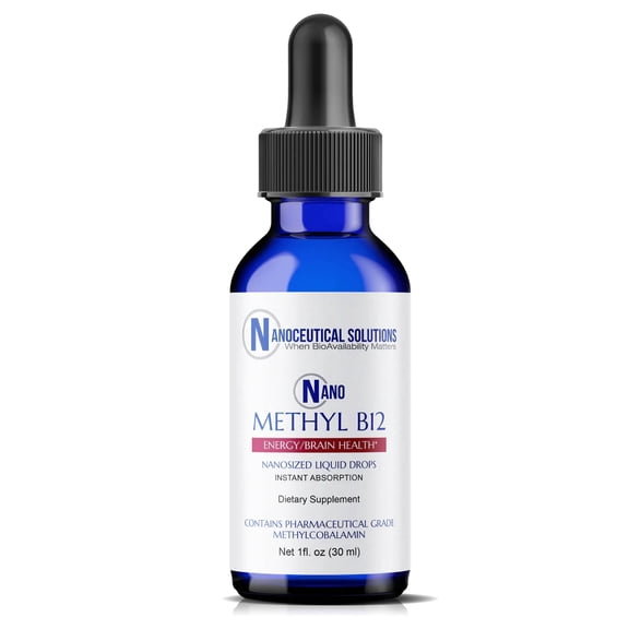 NANO METHYL B-12, Nanosized B12 liquid drops for instant absorption, pure organic vegan sublingual, delicious berry flavor, Improves Energy, Supports Heart & Brain Health, 30 servings