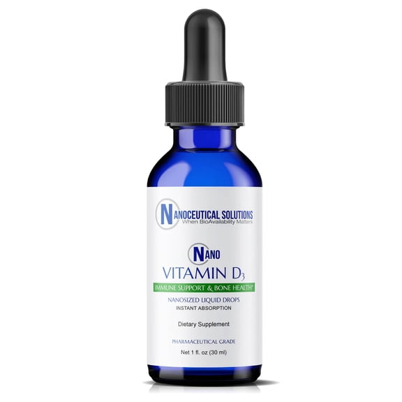 Nanoceutical Solutions: Nano Vitamin D3 5000 IU potent nanosized liquid particles, supports bone, joint, heart & immune health, 30ml.