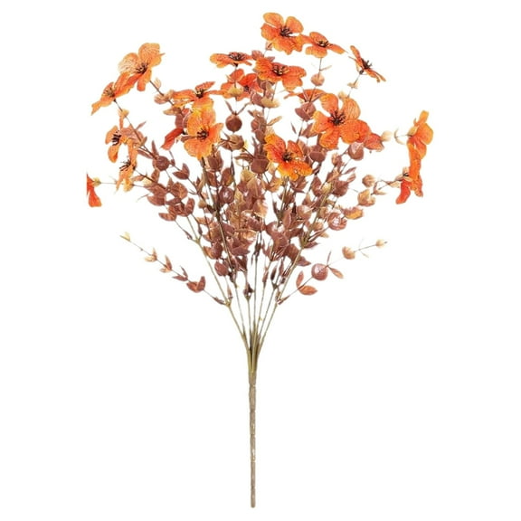 Nanoei 12 Bundles Artificial Fall Flowers for Outdoor Decor, Realistic Autumn Plants for Garden Porch Patio, Uv Resistant Faux Flowers Home Decor Orange*12
