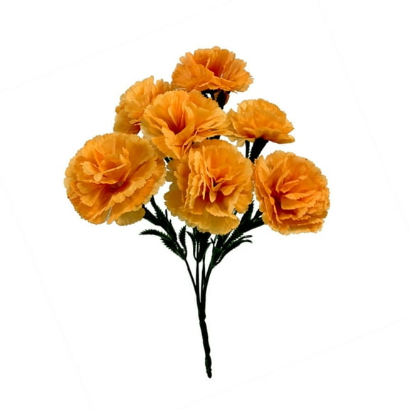 Nanoei 7-Head Artificial Carnation Bouquet, Silk Faux Flowers for Wedding Home Outdoor Decor, Realistic Stems Orange