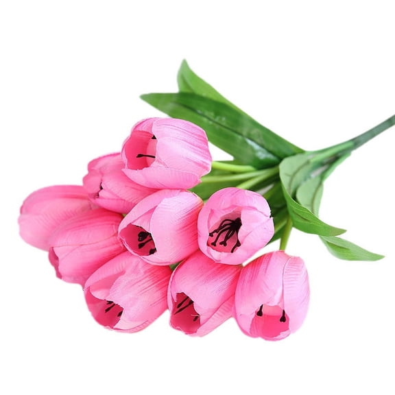Nanoei 9-Heads Artificial Tulip Flower - Realistic Stems for Bridal Wedding Bouquet Home Vase Decoration, Mother's Day Gift Pink