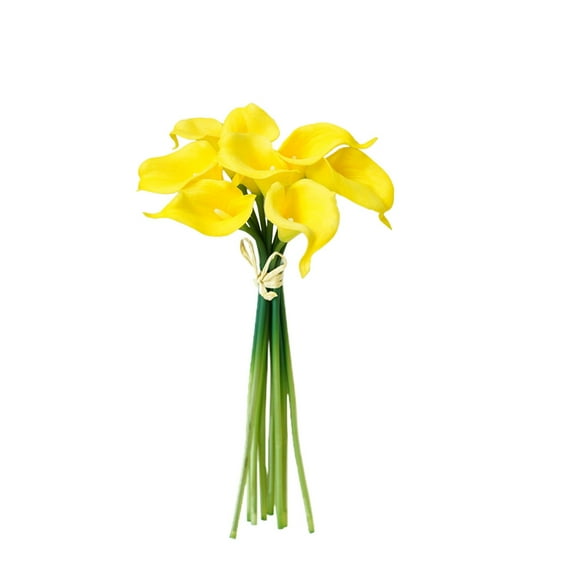 Nanoei Artificial Calla Lilies in Vase, PU Realistic Flowers for Home Decor, Wedding Centerpiece, 35cm Height - Fake Floral Arrangement Yellow1
