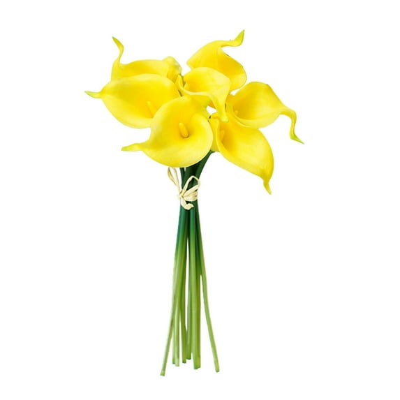 Nanoei Artificial Calla Lilies in Vase, PU Realistic Flowers for Home Decor, Wedding Centerpiece, 35cm Height - Fake Floral Arrangement Yellow2