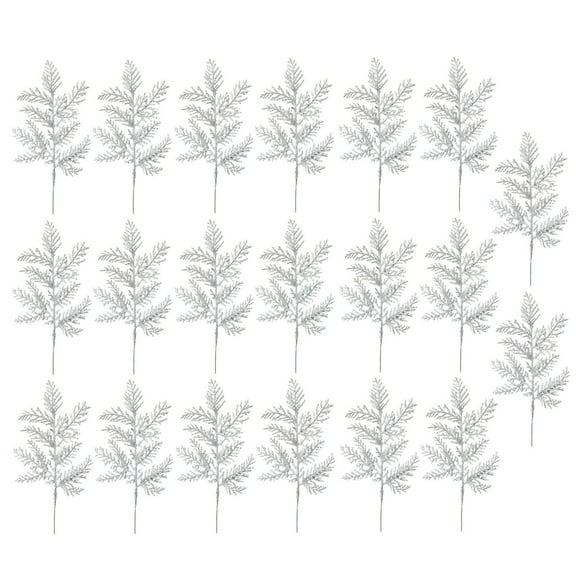 Nanoei Artificial Christmas Pine Needles, 20 Bundles Coated Decorations for Tree and Home Decor, Multi-Layer Festive Arrangements, Realistic Look for Holiday Parties and Celebrations Silver