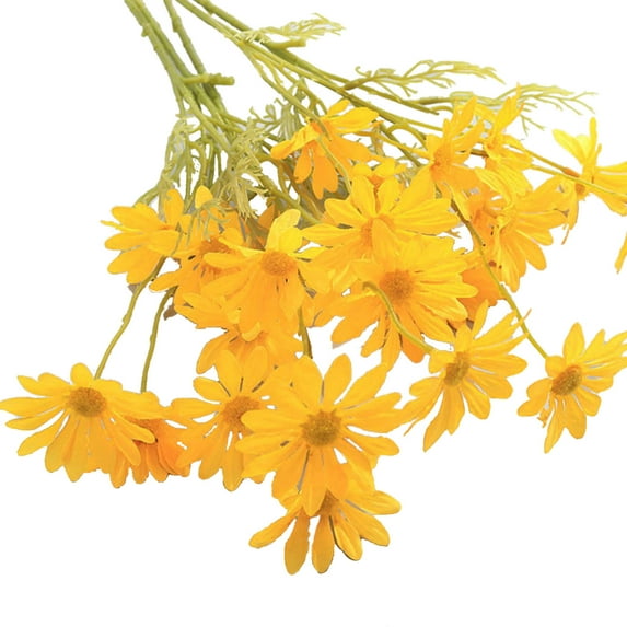 Nanoei Artificial Daisy Stems 5-Pack, 40cm Silk Cosmos Flowers for Home Wedding Centerpiece Decor, Realistic Floral Props Yellow