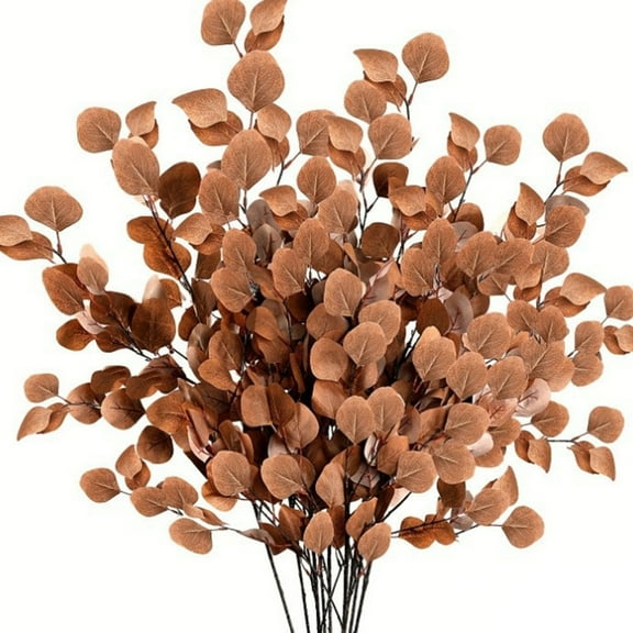Nanoei Artificial Eucalyptus Leaves Stems Fall Greenery Branches for Vase Arrangement Indoor Home Wedding Table Decor Brown