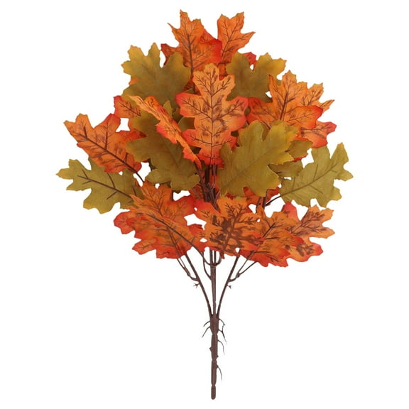 Nanoei Artificial Maple Leaves Branches 21.6In Fake Fall Leaves Stems Plants Outdoor Greenery for Home Kitchen Farmhouse Thanksgiving Table Centerpiece Fireplace Halloween Décor (Orange1)