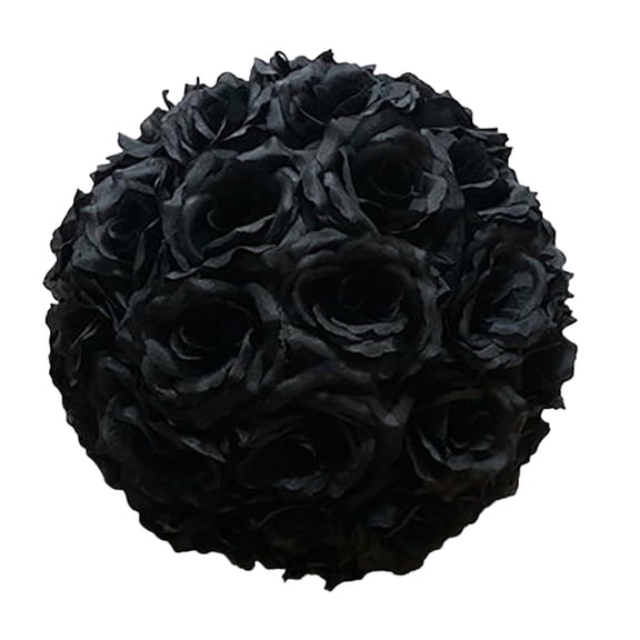 Nanoei Artificial Rose Flower Ball, Realistic Fake Floral Decor for Table Vase Wedding Party, Plastic Faux Flowers, Bulk Home Decor, 5In (1Pcs) Black