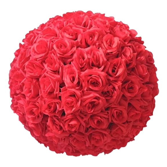 Nanoei Artificial Rose Flower Ball, Realistic Fake Floral Decor for Table Vase Wedding Party, Plastic Faux Flowers, Bulk Home Decor, 5In (1Pcs) Red