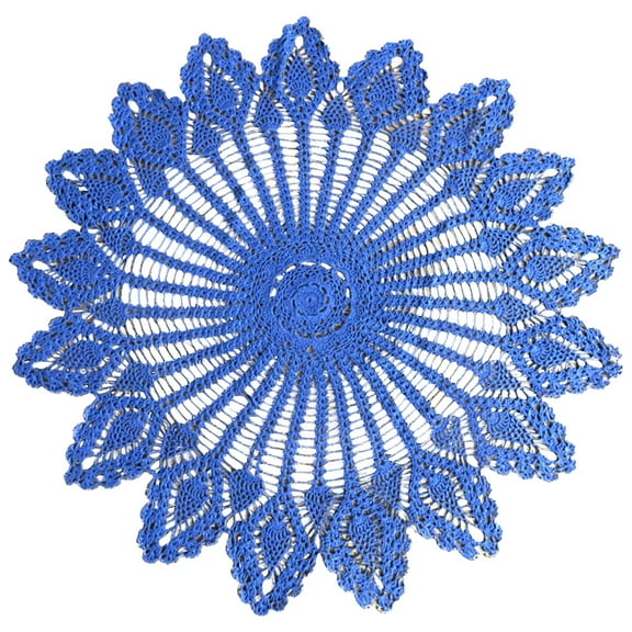 Nanoei Crochet Round Table Cover Lace Doilies, for Furniture Decor, Cotton Or Linen Material, Multiple Sizes, Classic Lace Motifs, Hand Washable, for Dining Or Side Table Blue