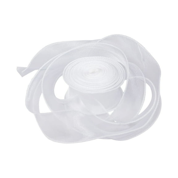 Nanoei Fish Tail Ribbon, 4Cm Wide Polyester Gift Wrap Ribbon for Bouquets Wedding Christmas Decor, Iridescent, A Roll of Decorative Ribbon for Gift Boxes White