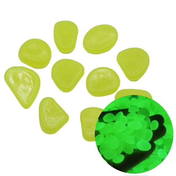 Nanoei Glow in The Dark Garden Stones, 300Pcs Luminous Pebbles for Pathways Aquariums - Solar-Activated Decorative Rocks, Outdoor Indoor Night Landscape Decor, River Rocks Bright Yellow