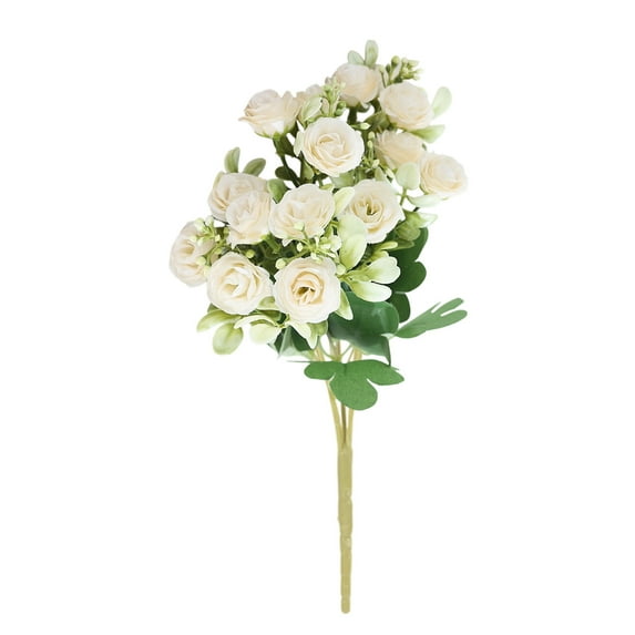 Nanoei Hawesome Artificial Flowers Fake Roses, Realistic Silk Stem Roses Bouquet for Wedding Centerpiece Home Decor Party & Valentines White