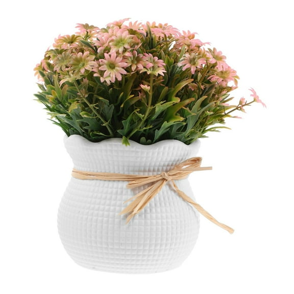 Nanoei Mini Potted Daisy Artificial Plant - 9x9x17cm Foam & PVC, Desk Decor for Home Office, Kitchen, No Maintenance Required (1 Pot) Pink