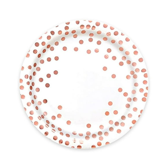 Nanoei Polka Dot Party Supplies, Disposable Paper Cups Plates Napkins Set, Shiny Gold Foil Dots for Birthday Wedding Celebration Rose Gold1