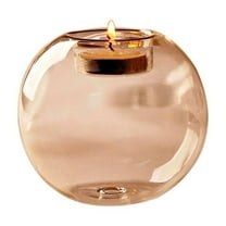 Nanoei Round Hollow Glass Candle Holders, Elegant Crystal for Wedding, Dining Room, Home Decoration, Versatile for Various Candle Sizes A