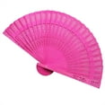 thumbnail image 1 of Hand crafted Sand alwood Wedding Fan for Brides, Engraved Floral Design, Vintage Cultural Ceremony Accessories, Summer Cooling Gift, 20Cm Foldable Décor, Folding Fans Hand held Blue Hot Pink, 1 of 2