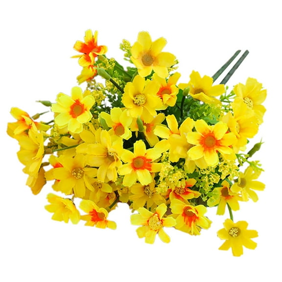 Nanoei UV Resistant Artificial Daisy Bouquet, Fade-Proof Outdoor Flowers for Garden Yard Flower Pots, 1 Bunch Yellow