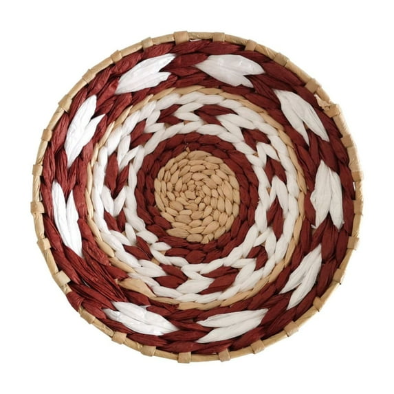 Nanoei Wall Hanging Basket, Rattan Woven Macrame Tapestry for Room Decor, Handmade Round Wall Art for Bedroom, Living Room, Bohemian Home Decoration Orange2