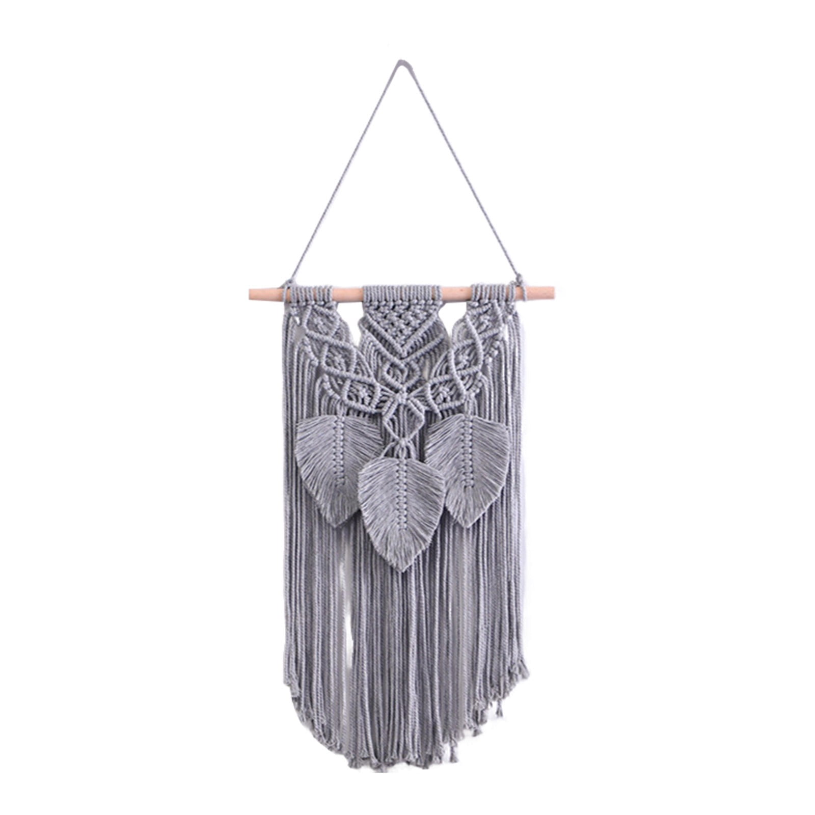 Nanoei Wall Hanging Decor, Cotton Rope Tassel Tapestry Hand Woven, Bohemian Macrame Wall Art for Living Room Bedroom Dorm Home Decor Grey