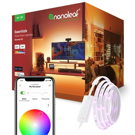 Nanoleaf - Essentials Matter 80" Smart LED Lightstrip (2m) Smarter Kit - Flexible and Trimmable - White and Colors