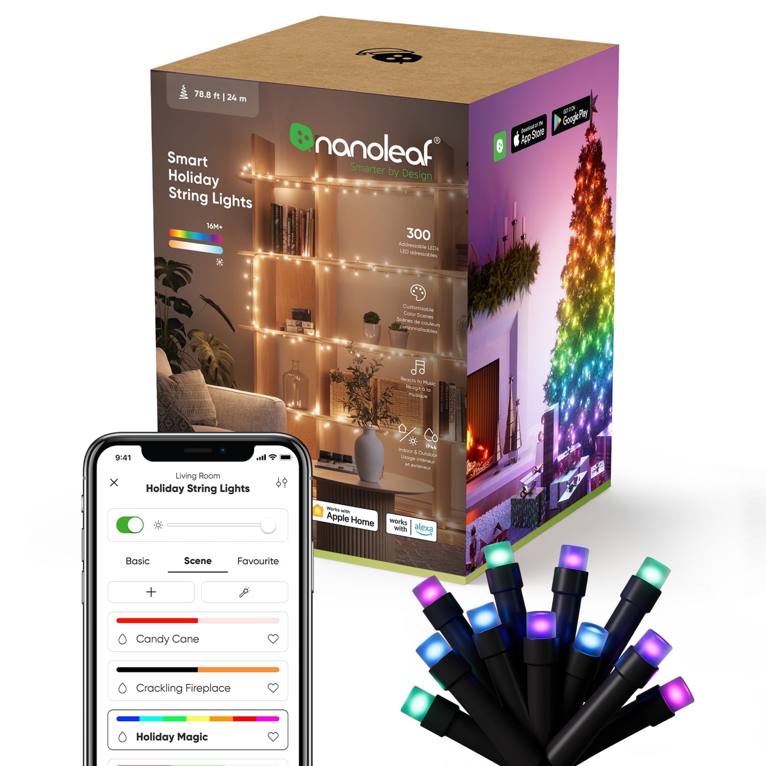 Nanoleaf Essentials Matter Holiday String Lights – Bluetooth & Wi-Fi ...