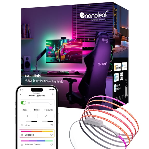 Nanoleaf Essentials Matter LED Light Strip, RGBW, 16.4 ft (1 Piece Strip Unit), Indoor Use