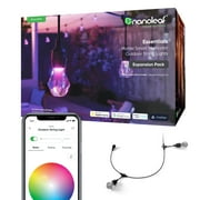 Nanoleaf Essentials Outdoor Smart String Lights Expansion Pack, 49ft, 20 Rgbicw LED Bulbs, Plug-In, White/Color
