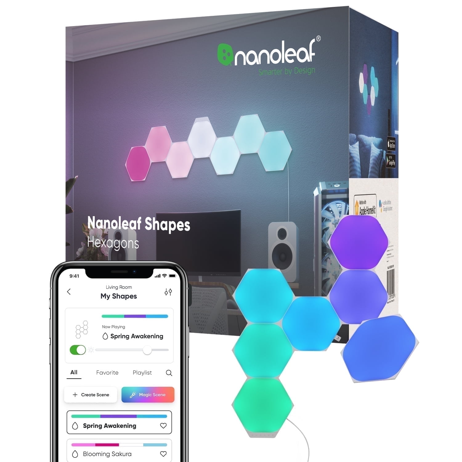 Nanoleaf Hexagons Smart LED Light Panels - Smarter Kit - 7 Panels