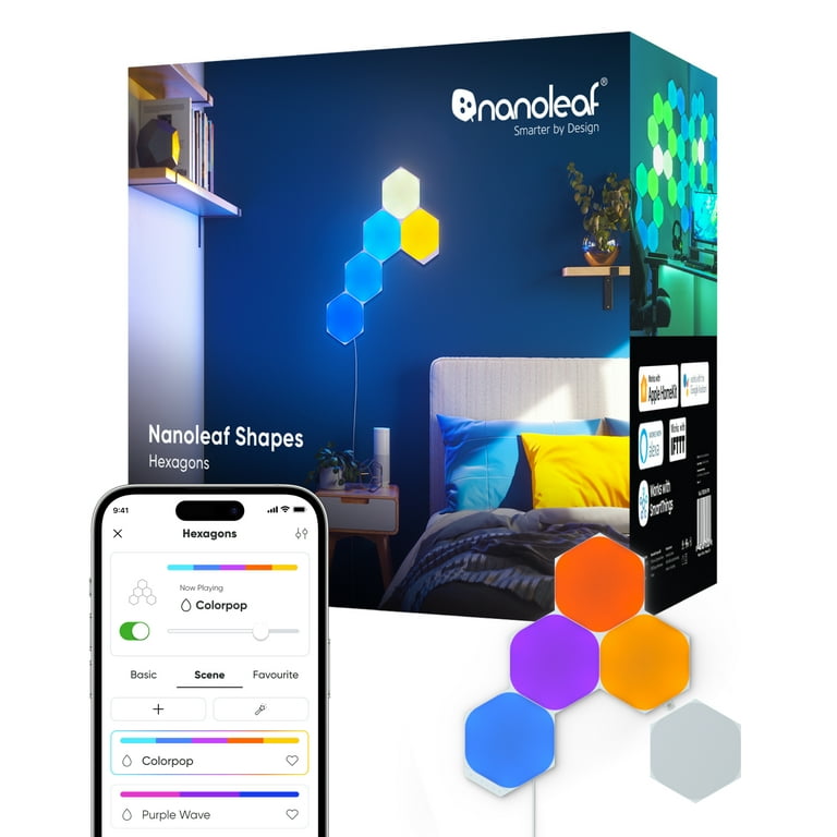 Nanoleaf Shapes Hexagons 六角形　スマーターキット Nanoleaf Shapes Hexagons | Smart LED Light Panel Kit (16 Panels