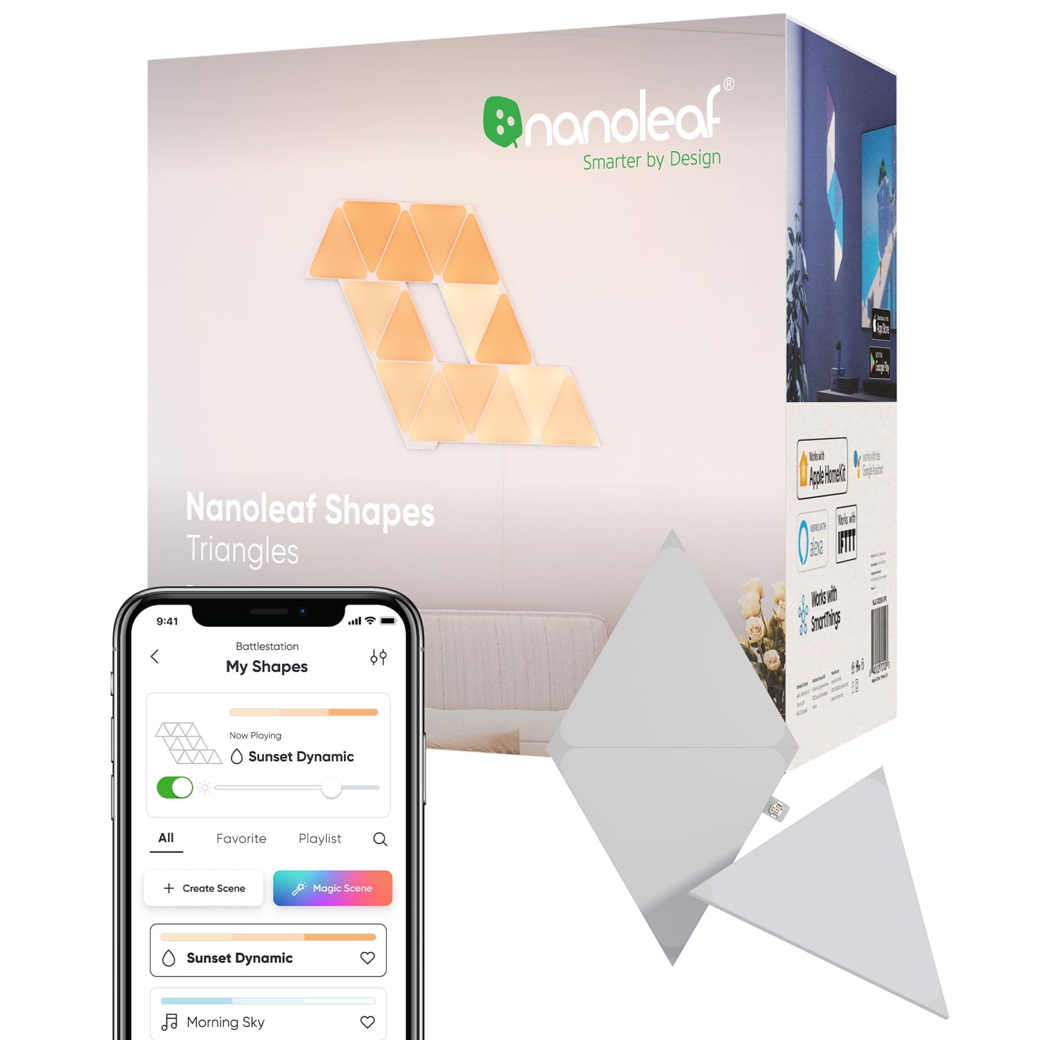 Nanoleaf Shapes Triangles Expansion Pack - Smart LED Wall Light Panels - 3pk