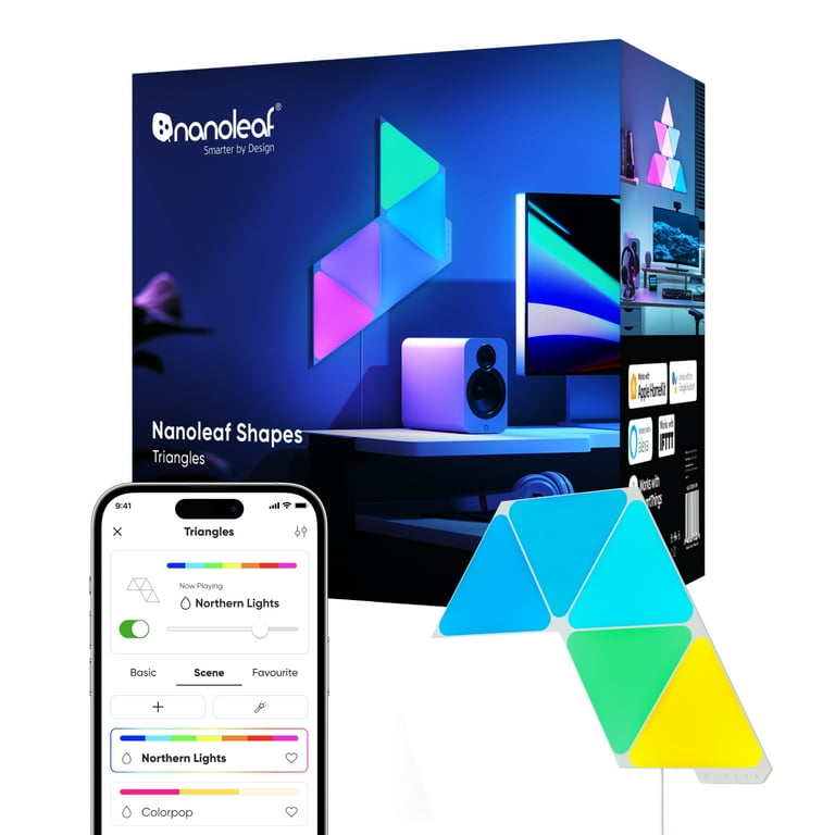 Nanoleaf Shapes Triangles Smarter Kit, 5PK Indoor Modern Modular