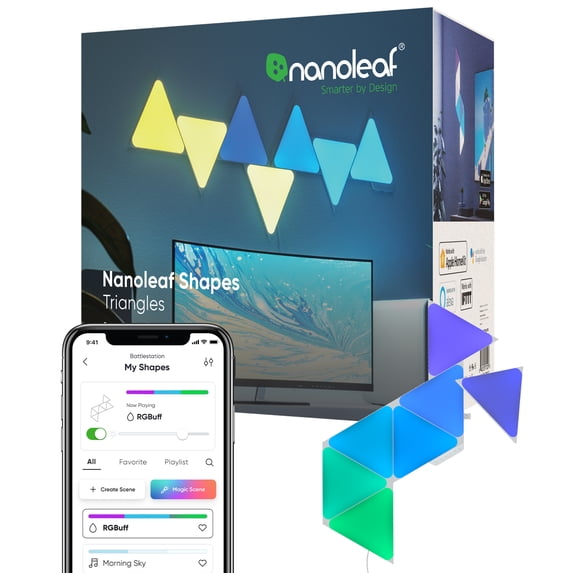 Nanoleaf Shapes Triangles Smarter Kit – Smart LED Wall Light Panels for Home Decor (7pk)