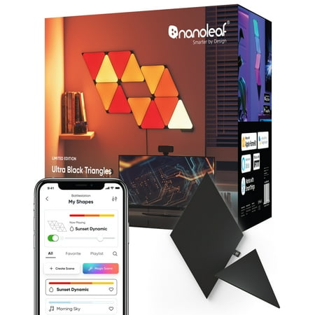 Nanoleaf - Shapes Ultra Black Triangles Expansion Pack (3 Panels) - Multicolor