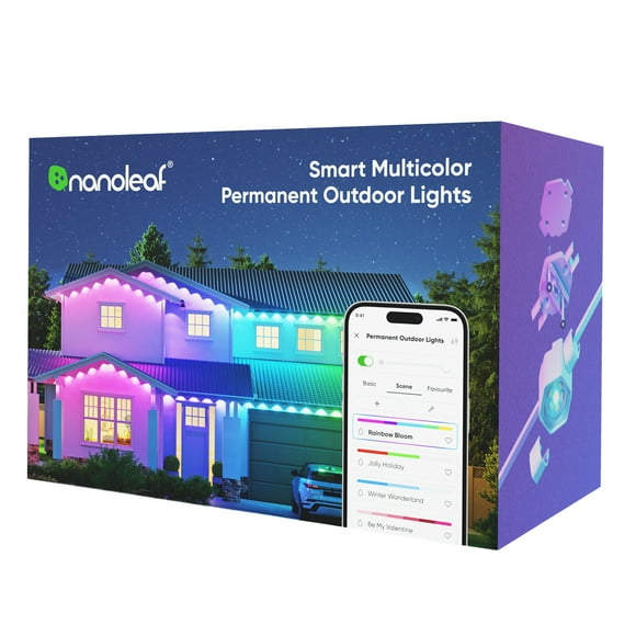 Nanoleaf 50ft Matter Smart Multicolor Permanent Outdoor Lights Smarter Kit with Side Clips – Plug-in RGBICW Addressable LED Pucks, Cuttable & Extendable