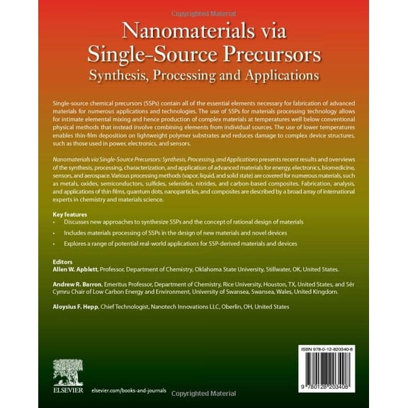 Pre-Owned Nanomaterials Via Single-Source Precursors: Synthesis, Processing and Applications, (Paperback)
