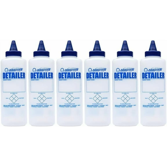 Nanoskin 6-Pack 16 Oz. Squeeze Bottle with Twist Top Dispensing Cap for Auto Detailing, Household Cleaning, Car Care, Applying Wax & Polish, Liquid Storage | Durable, Clear, Easy to Use, Leak-Proof