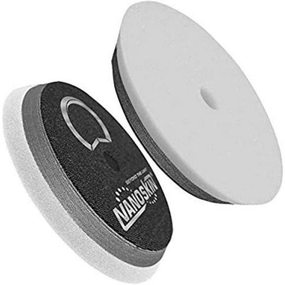 Nanoskin 7" White HD Hybrid Foam Pad - Heavy Duty Cutting with Buffing Expertise | Pro-Grade for Deep Scratches & Blemishes | Use with 6" Backing Plate on Rotary Buffer or Dual Action Polisher