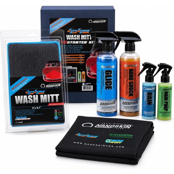 Nanoskin AUTOSCRUB 6" Surface Prep Mitt - Fine Grade Pro Kit - Patented Clay Bar Replacement Tool to Remove Embedded Contaminants Before Wax & Coating | Safe for Painted Surface, Glass, Plastic, etc.