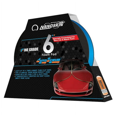 Nanoskin AUTOSCRUB 6" Surface Prep Pad - Fine Grade - Patented Clay Bar Replacement Tool to Remove Embedded Contaminants Before Wax & Coating | Safe for Painted Surface, Glass, Plastic, Metal & More