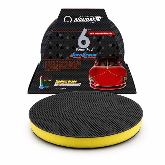 Nanoskin AUTOSCRUB 6" Surface Prep Pad Medium Grade- Patented Clay Bar Replacement Tool to Remove Embedded Contaminants Before Wax & Coating | Safe for Painted Surface, Glass, Plastic, Metal & More