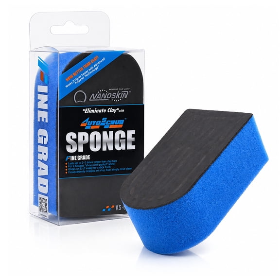 Nanoskin AUTOSCRUB Surface Prep Sponge - Fine Grade - Patented Clay Bar Replacement Tool to Remove Embedded Contaminants Before Wax & Coating | Safe for Painted Surface, Glass, Plastic, Metal & More