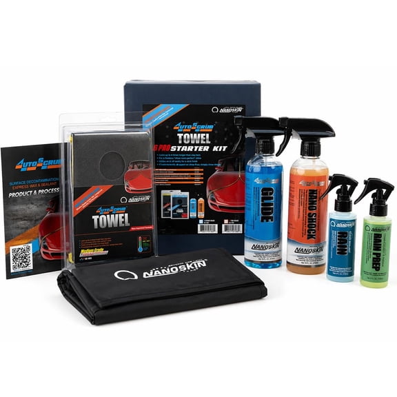 Nanoskin AUTOSCRUB Surface Prep Towel - Medium Grade Pro Kit - Clay Bar Replacement Tool to Remove Embedded Contaminants Before Wax & Coating | Safe for Painted Surface, Glass, Plastic, Metal & More