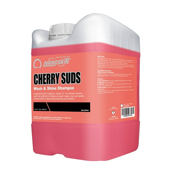 Nanoskin CHERRY SUDS Foaming Car Wash Concentrated Shampoo 5 Gallons for Foam Cannons, Foam Guns, Bucket Washes | Pressure Washer Safe, Cherry-Scented Soap | Ideal for Cars, Trucks, Motorcycles, RVs