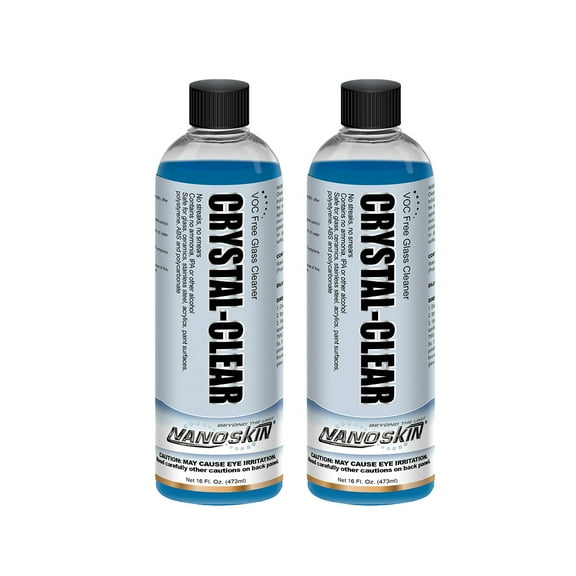 Nanoskin CRYSTAL-CLEAR VOC-Free Glass Cleaner, 32 Oz. Pack (2x16 Oz) - Advanced Eco-Safe, Streak-Free Shine, Multi-Surface Cleaning Solution | For Auto, Home, Office, & Commercial Use | 40:1 Dilution