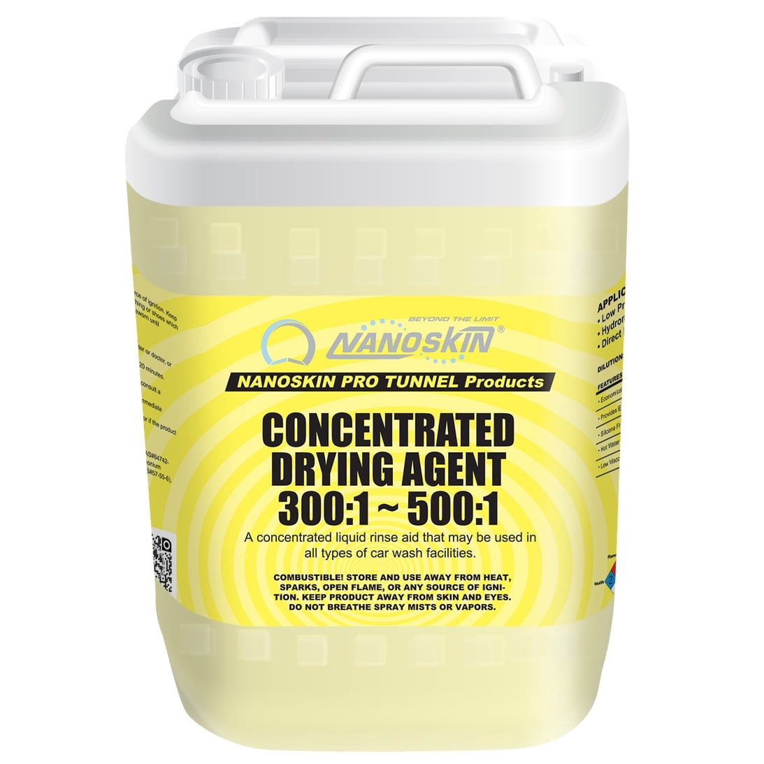 Nanoskin Super Concentrated Drying Agent – 5 Gallons, 300:1~500:1 Dilution, Silicone-Free Rinse Aid for Car Wash Tunnels, Automatic Wash Systems, and Foam Cannons
