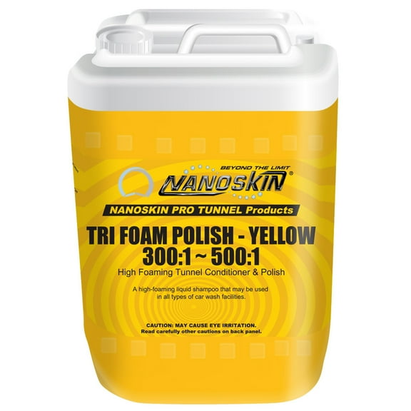 Nanoskin Car Wash Tunnel Series TRI-FOAM POLISH High Foaming Tunnel Conditioner & Polish - YELLOW (Dilution Ratio: 300:1 ~ 500:1) - 5 Gallon