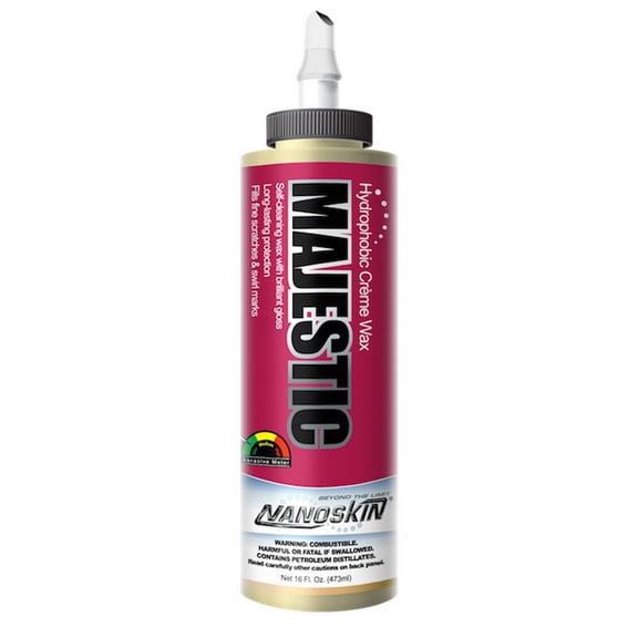 Nanoskin MAJESTIC Nano Creme Wax 16 oz – Produces a Deep, Lustrous Gloss and Superior UV Protection | Use with Polisher Buffer / By Hand | Water Beading | For Automotive, Marine, Industrial & More