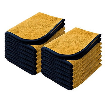 Nanoskin Power Shine Microfiber Towel, Yellow w/Black Edge, 16" x 24", (12 Pack) [NAM-PS380Y-12]