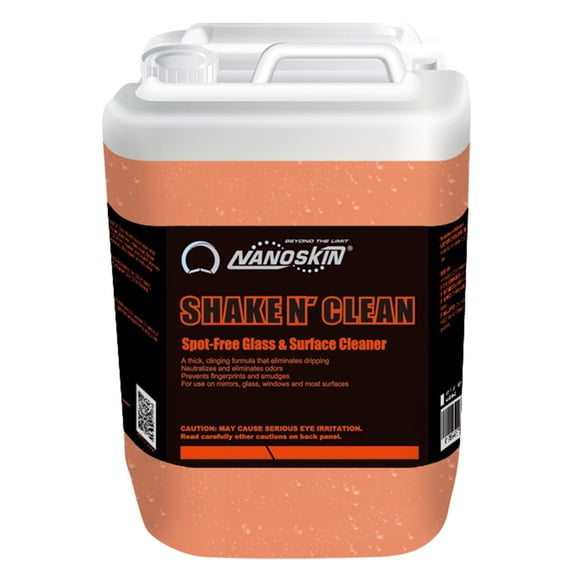 Nanoskin SHAKE N’ CLEAN Glass Cleaner 5 Gallons – Thick Clinging Sprayable Glass Cleaning Solution | For Auto and Home for a Streak-Free Shine | Safe for Tinted and Non-Tinted Windows | Ammonia Free